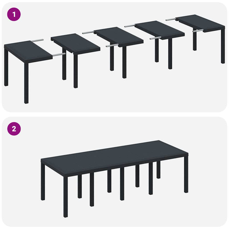vidaXL Garden Dining Set 11 pcs Anthracite Polt rattan