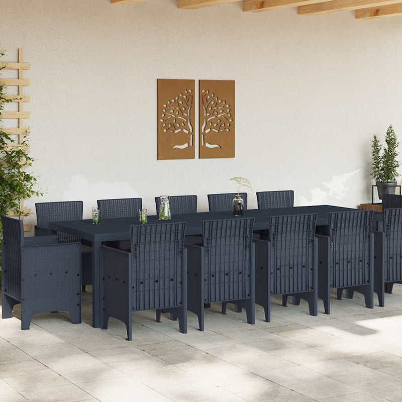 vidaXL Garden Dining Set with Cushion 13 pcs Anthracite Plastic