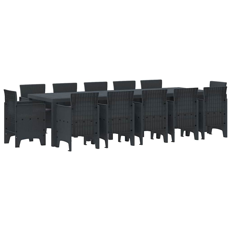 vidaXL Garden Dining Set with Cushion 13 pcs Anthracite Plastic