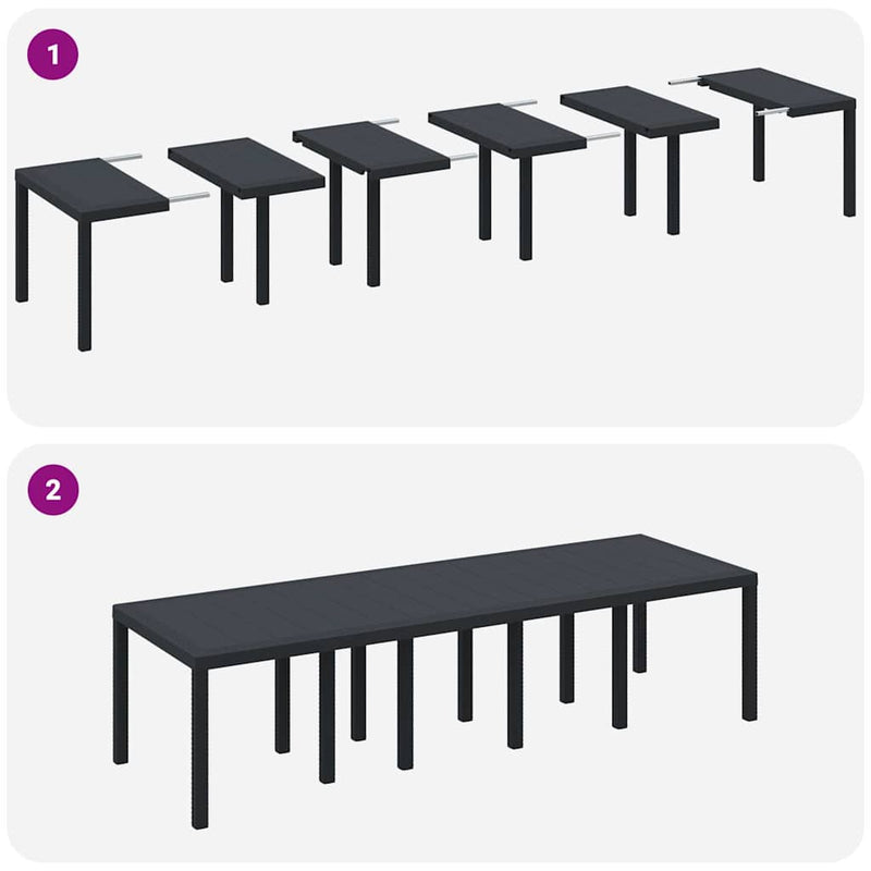 vidaXL Garden Dining Set with Cushion 13 pcs Anthracite Plastic