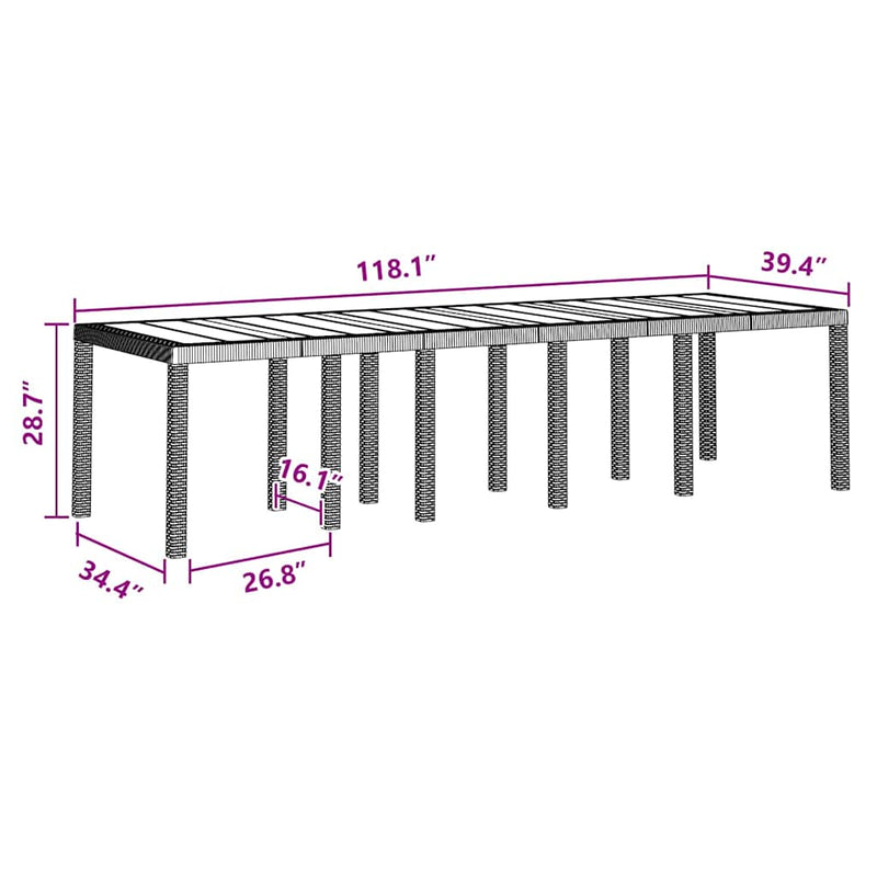 vidaXL Garden Dining Set with Cushion 13 pcs Anthracite Plastic