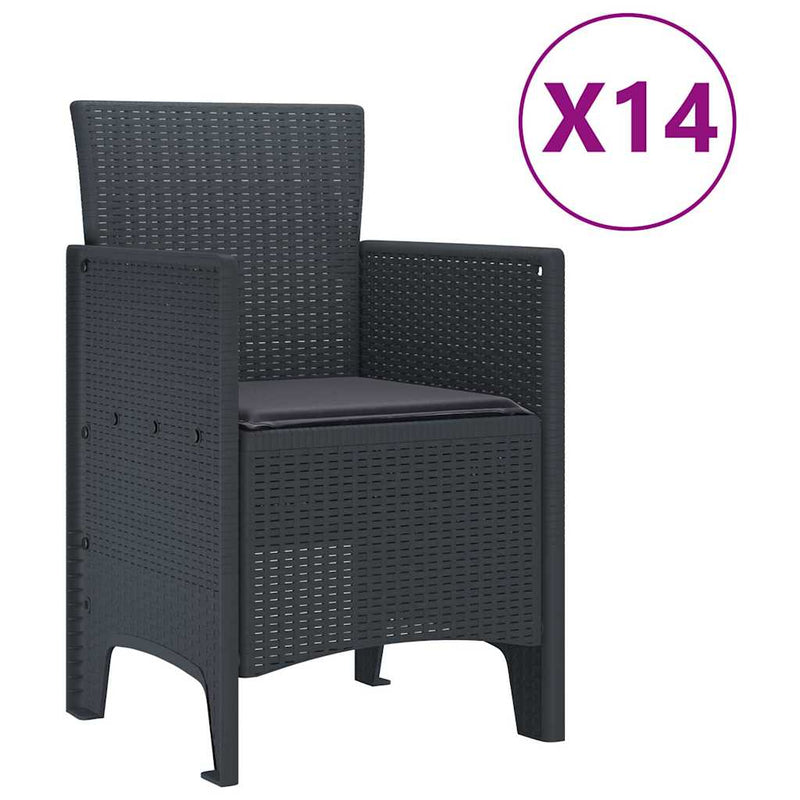 vidaXL Garden Dining Set 15 pcs Anthracite Polt rattan