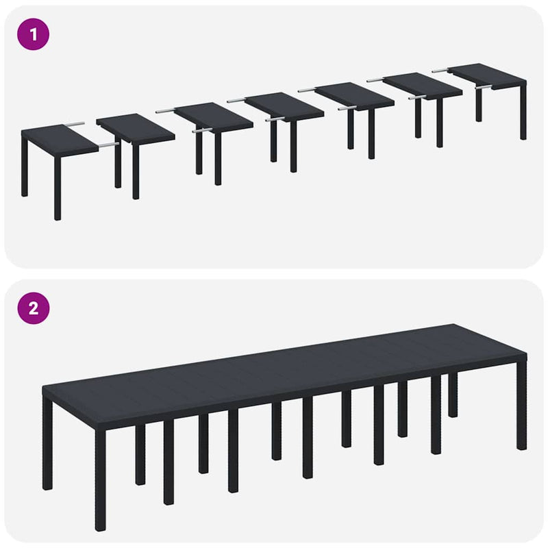vidaXL Garden Dining Set 15 pcs Anthracite Polt rattan