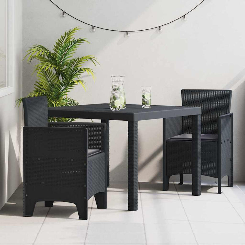 vidaXL Garden Dining Set 3 pcs Anthracite Polt rattan