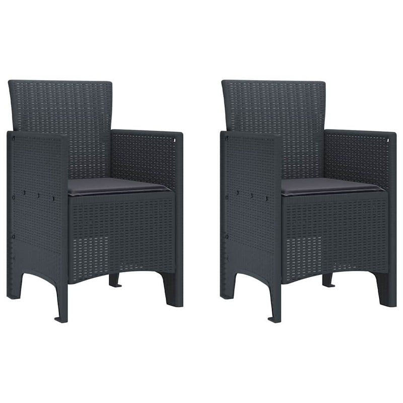 vidaXL Garden Dining Set 3 pcs Anthracite Polt rattan