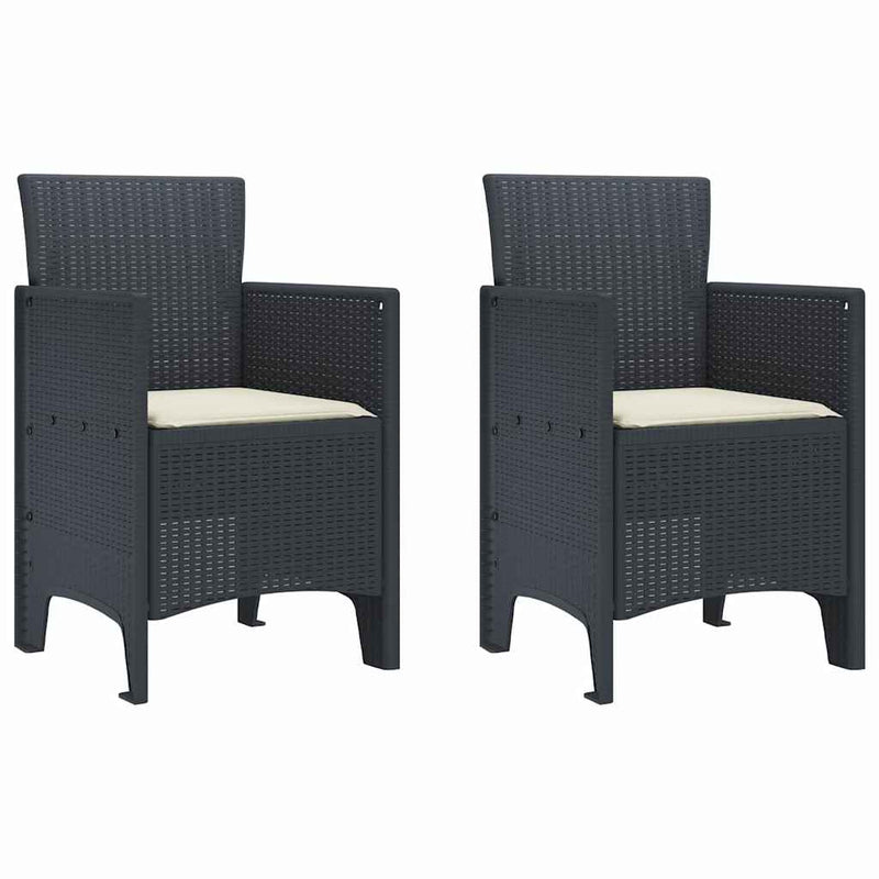 vidaXL Garden Dining Set 3 pcs Anthracite Polt rattan