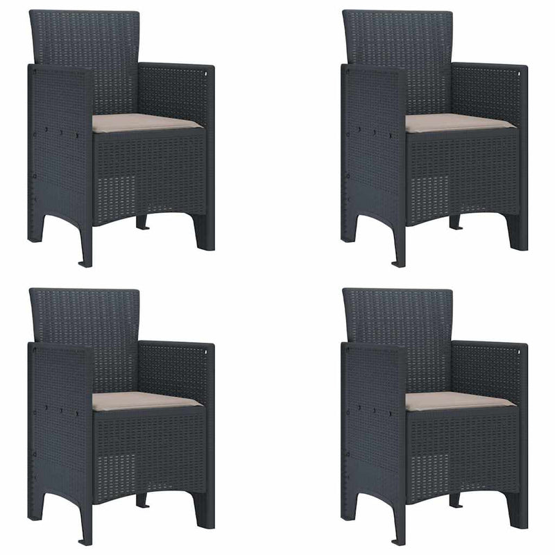 vidaXL Garden Dining Set 5 pcs Anthracite Polt rattan