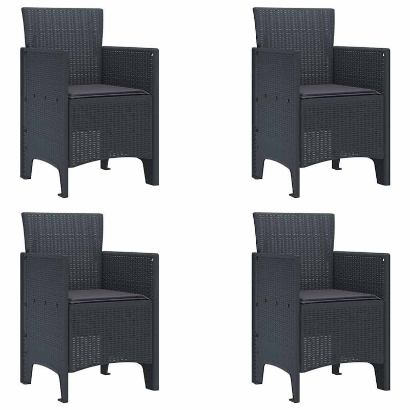 vidaXL Garden Dining Set 5 pcs Anthracite Polt rattan