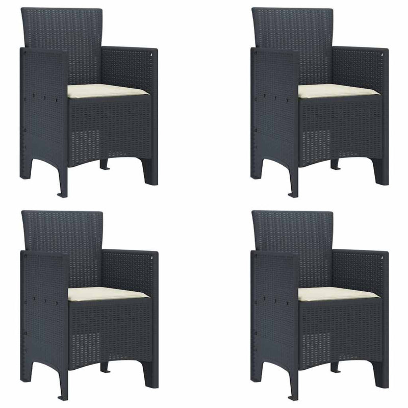 vidaXL Garden Dining Set 5 pcs Anthracite Polt rattan