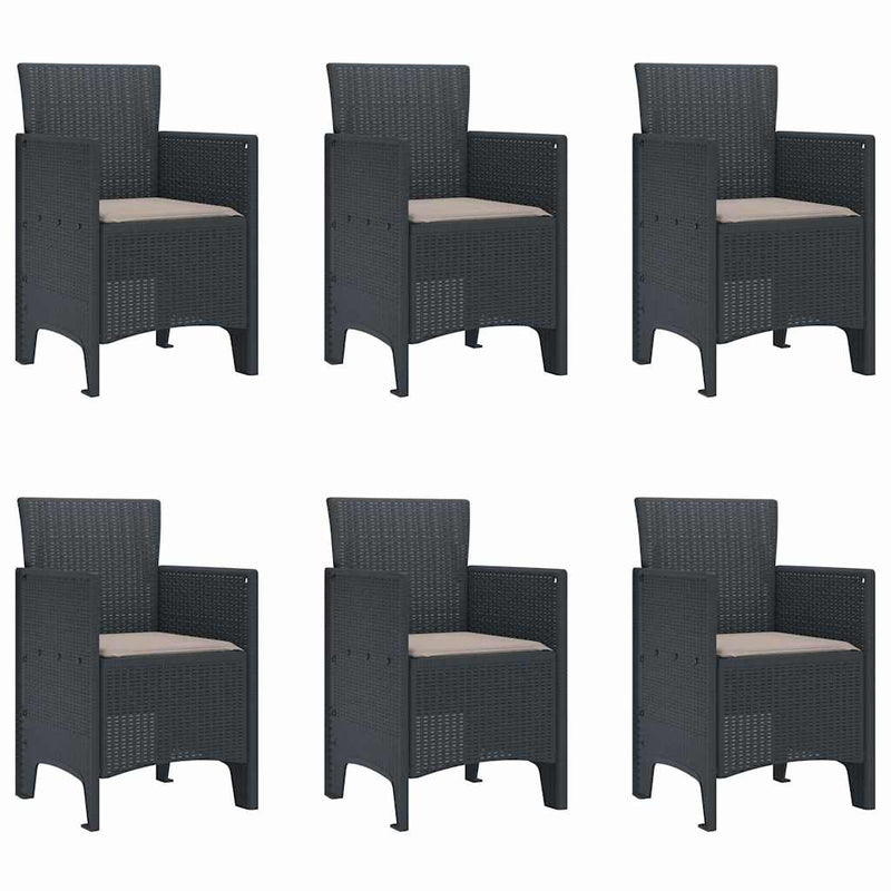 vidaXL Garden Dining Set 7 pcs Anthracite Polt rattan