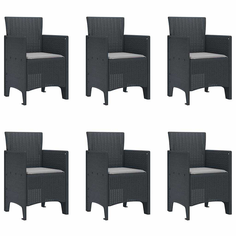 vidaXL Garden Dining Set 7 pcs Anthracite Polt rattan