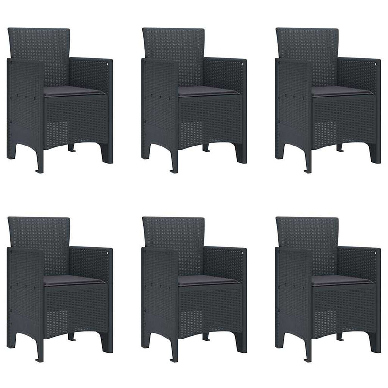 vidaXL Garden Dining Set 7 pcs Anthracite Polt rattan