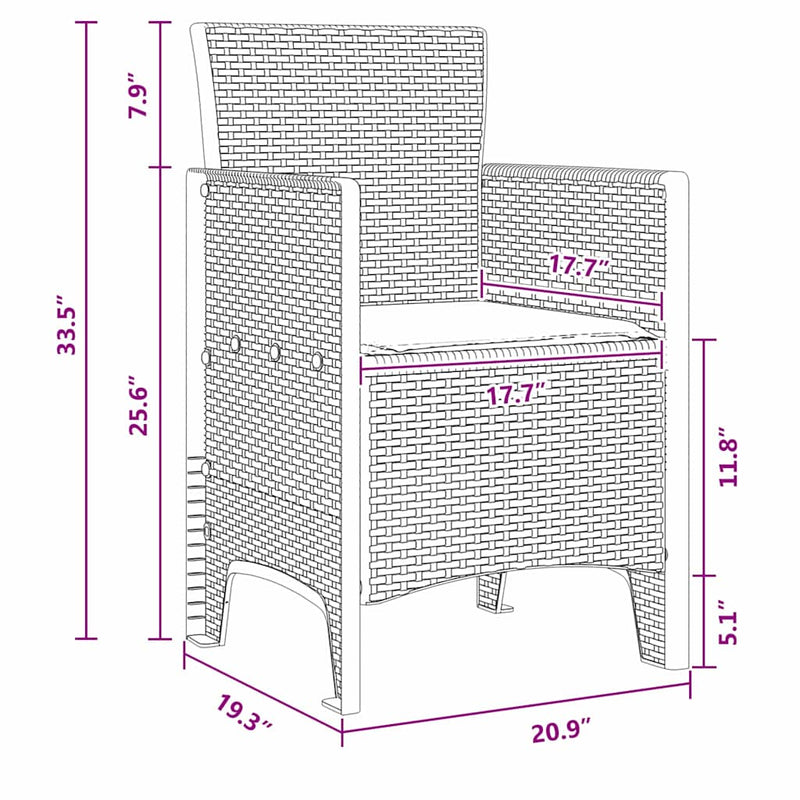 vidaXL Garden Dining Set 7 pcs Anthracite Polypropylene