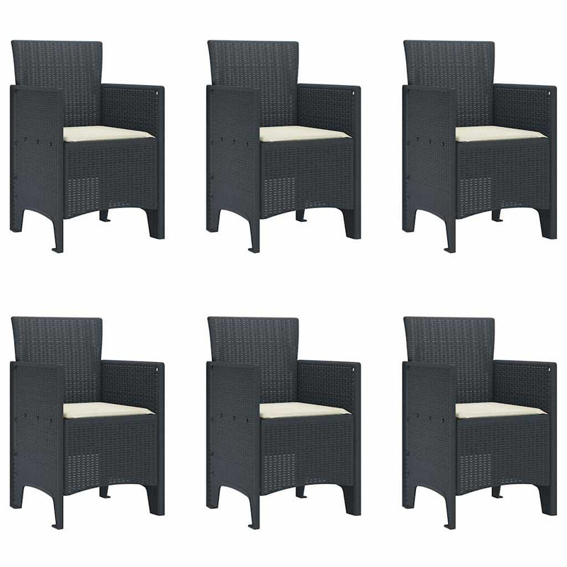 vidaXL Garden Dining Set 7 pcs Anthracite Polt rattan