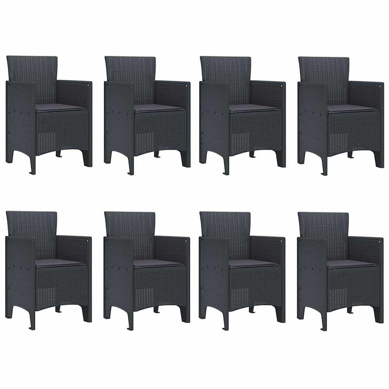 vidaXL Garden Dining Set 9 pcs Anthracite Polt rattan