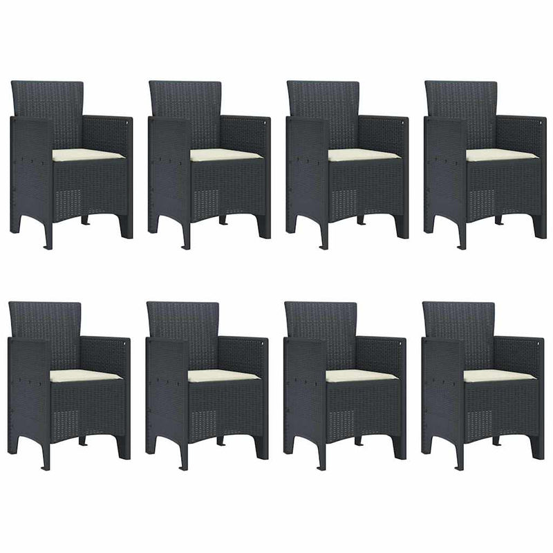 vidaXL Garden Dining Set 9 pcs Anthracite Polt rattan