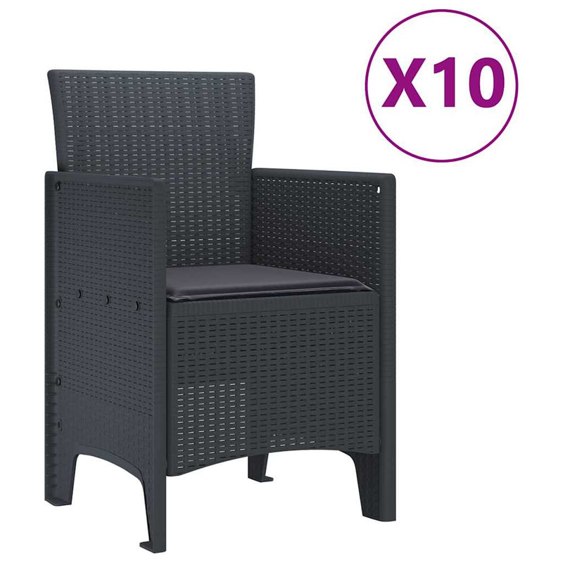 vidaXL Garden Dining Set with Cushions with Cushion 11 pcs Anthracite