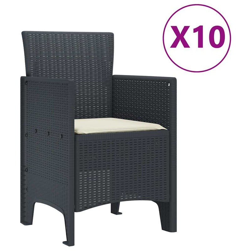 vidaXL Garden Dining Set with Cushion 11 pcs Anthracite and Cream