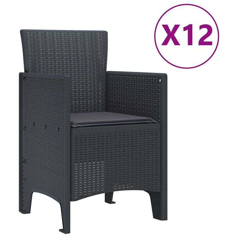 vidaXL Garden Dining Set 13 pcs Anthracite Polt rattan