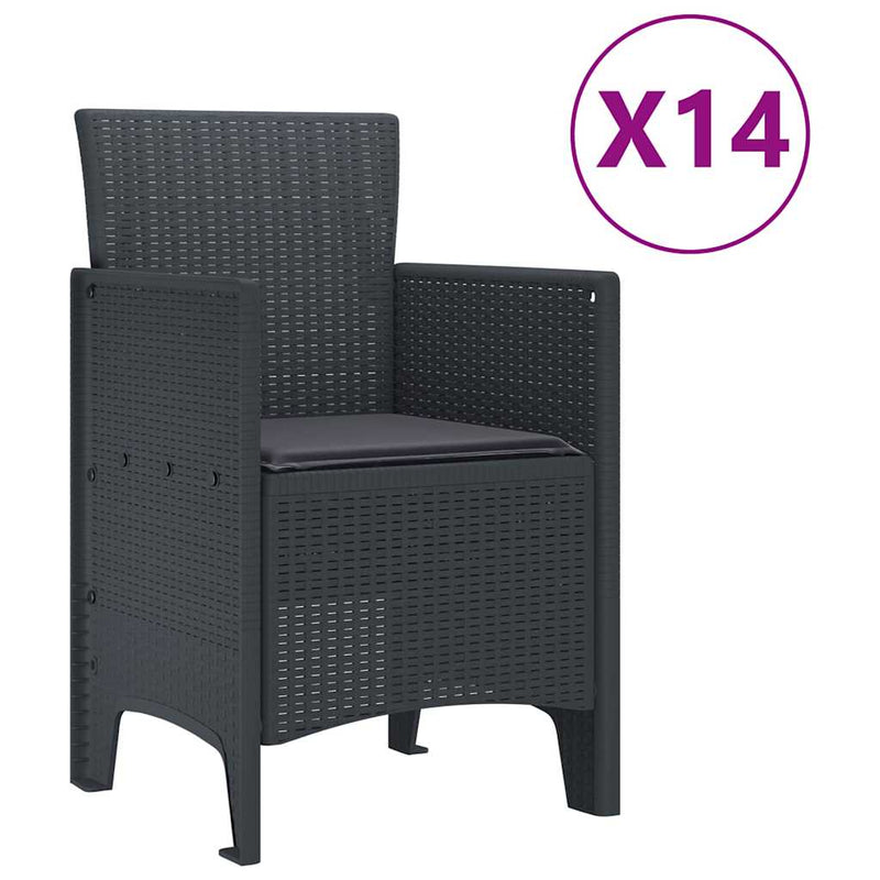 vidaXL Garden Dining Set 15 pcs Anthracite Polt rattan