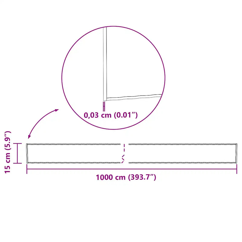 Lawn Edge Silver 1000 x 15 x 0.03 cm Galvanised Steel