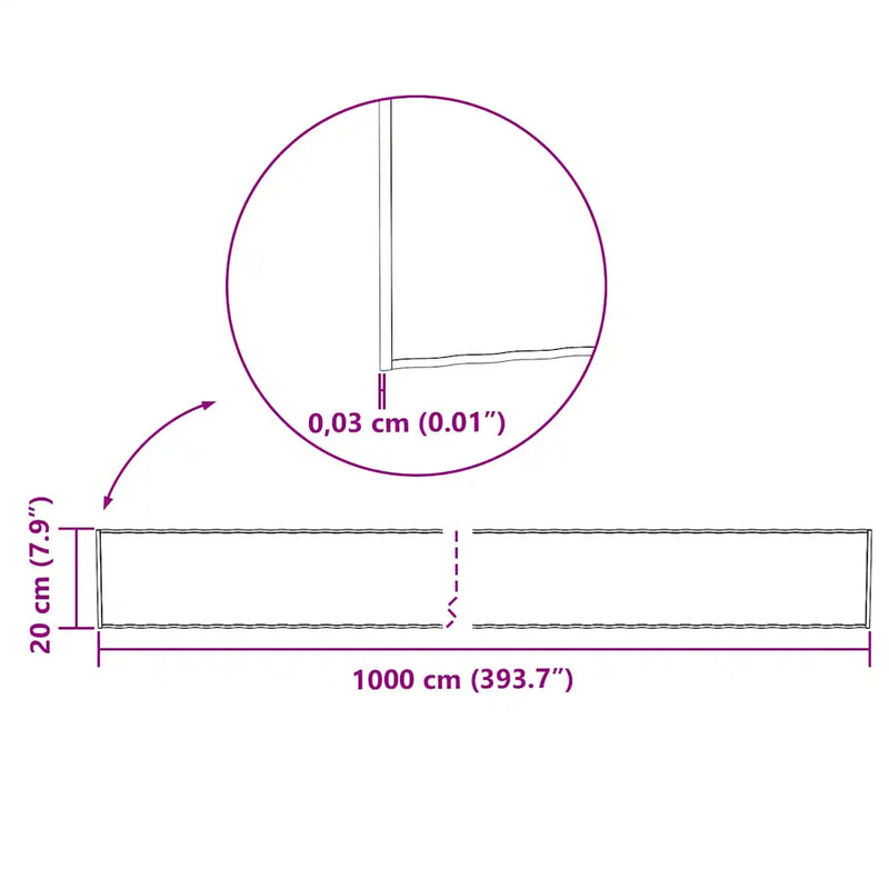 Lawn Edge Silver 1000 x 20 x 0.03 cm