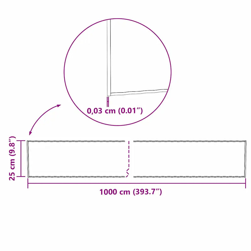 Lawn Edge Silver 1000 x 25 x 0.03 cm