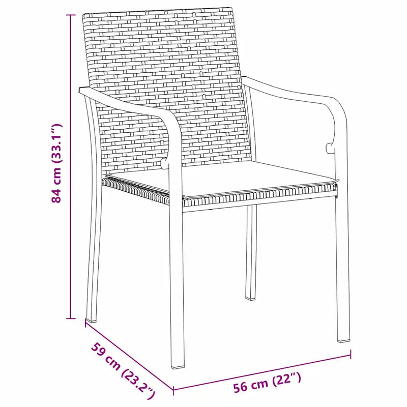 Garden Dining Set 3 pcs Brown and Black PE Rattan