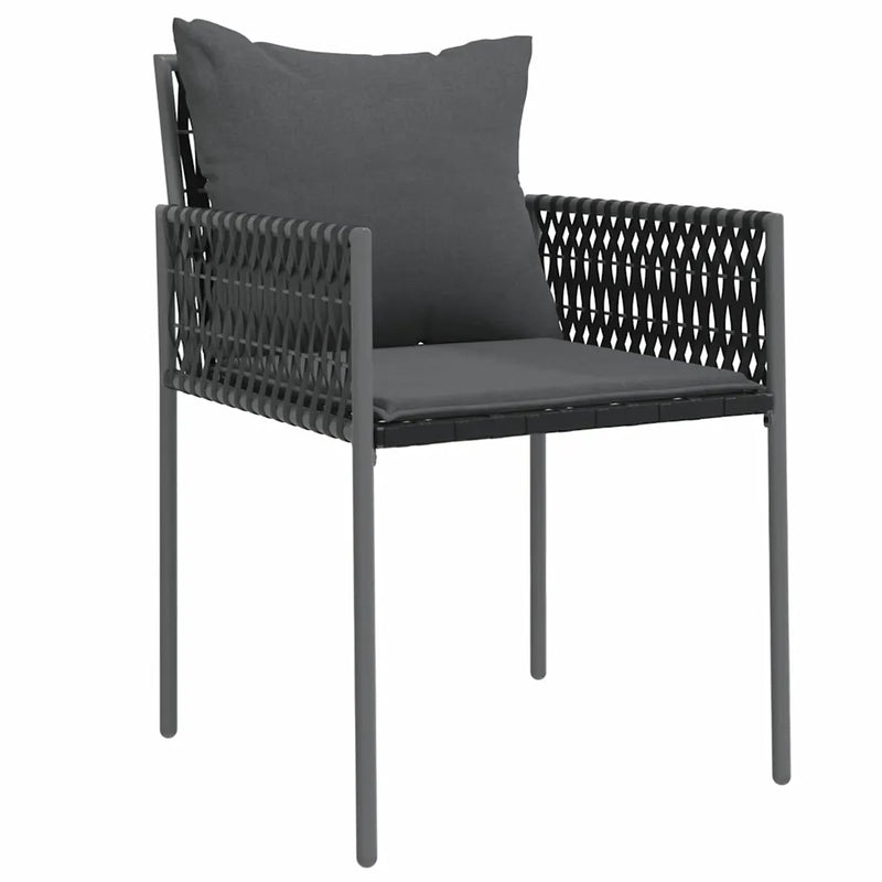Garden Dining Set 3 pcs Black and Grey PE Rattan