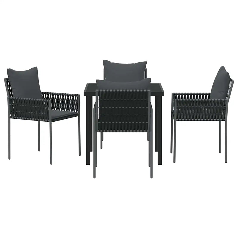 Garden Dining Set 5 pcs Black and Grey PE Rattan