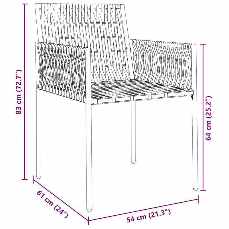 Garden Dining Set 5 pcs Black and Grey PE Rattan