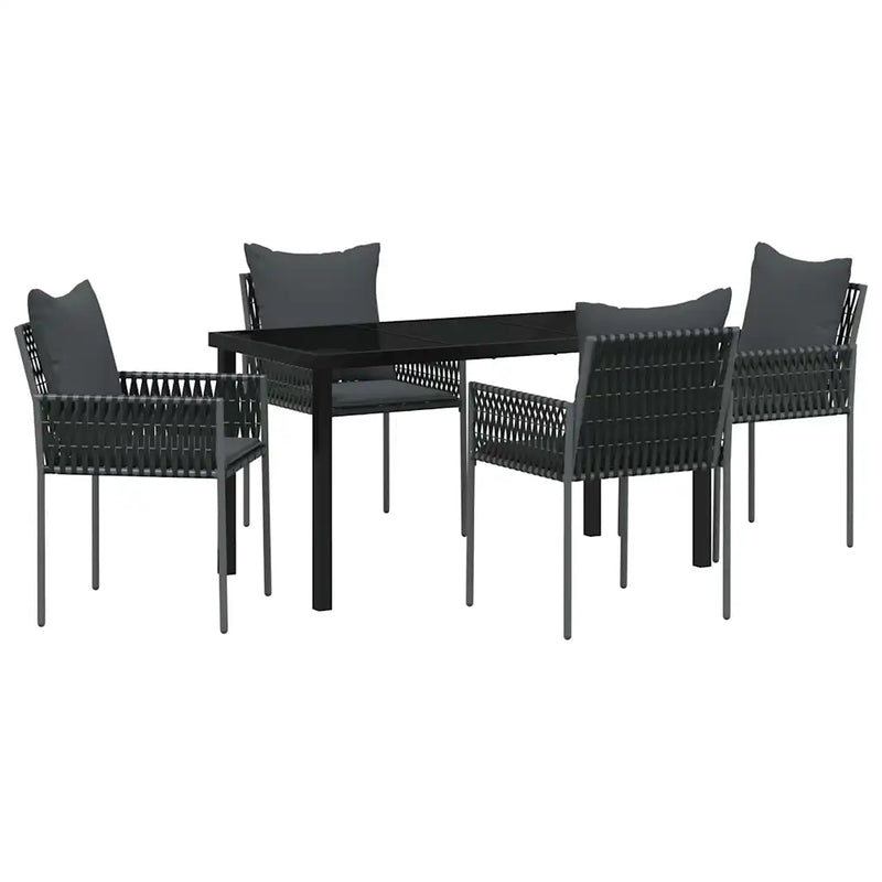 Garden Dining Set 5 pcs Black and Grey PE Rattan