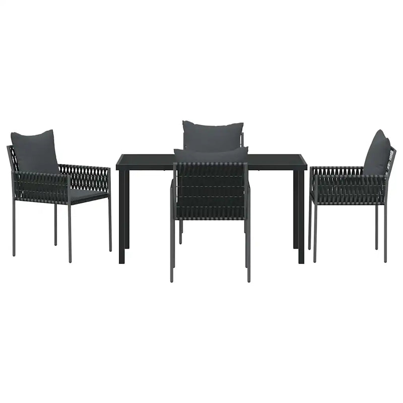 Garden Dining Set 5 pcs Black and Grey PE Rattan
