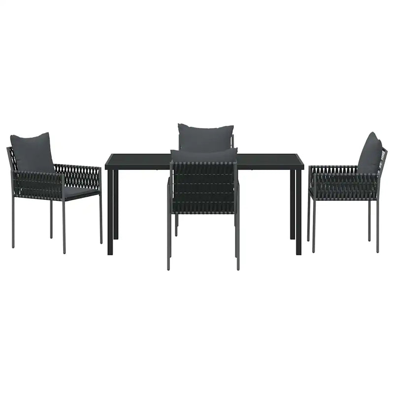 Garden Dining Set 5 pcs Black and Grey PE Rattan