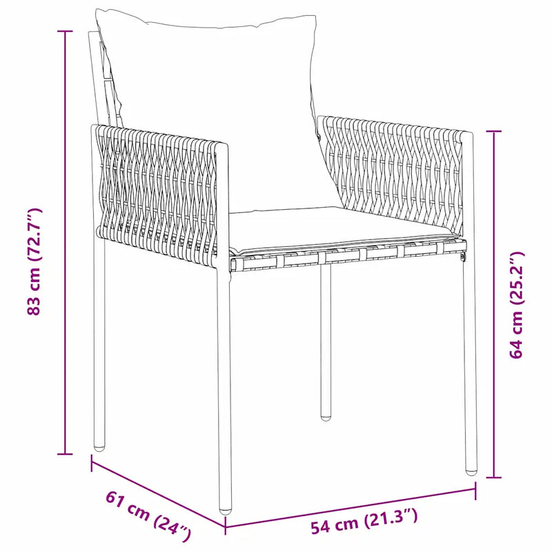 Garden Dining Set 5 pcs Black and Grey PE Rattan