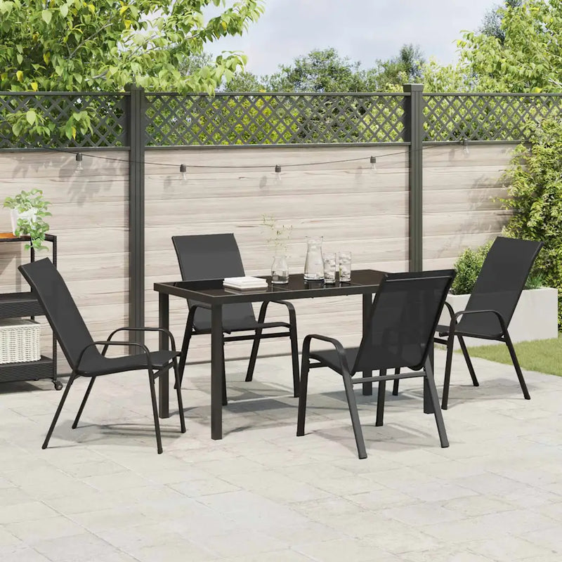 Garden Dining Set 5 pcs Black Powder-coated Steel