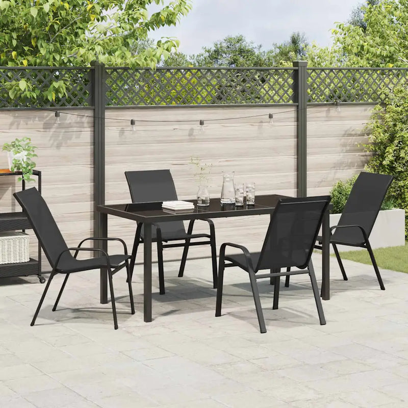 Garden Dining Set 5 pcs Black Powder-coated Steel