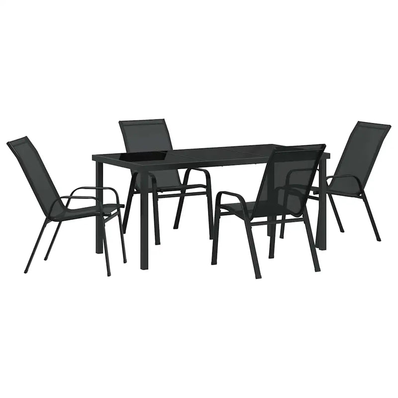 Garden Dining Set 5 pcs Black Powder-coated Steel