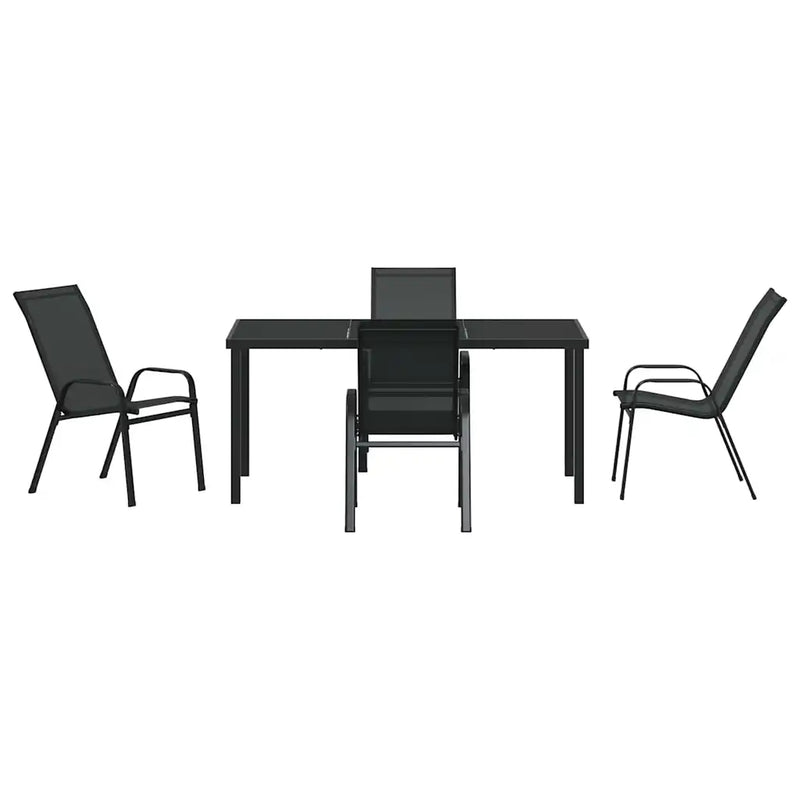 Garden Dining Set 5 pcs Black Powder-coated Steel