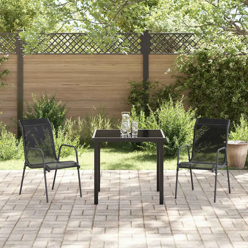 Garden Dining Set 3 pcs Black Powder-Coated Steel