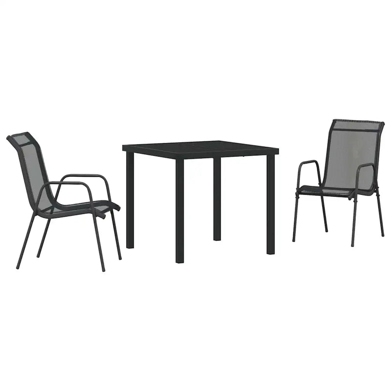 Garden Dining Set 3 pcs Black Powder-Coated Steel