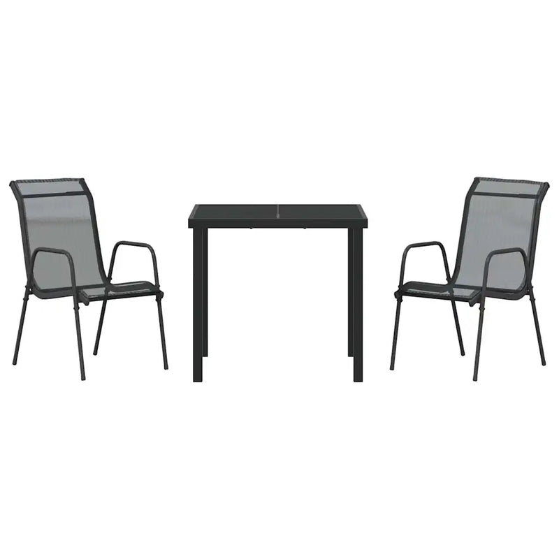 Garden Dining Set 3 pcs Black Powder-Coated Steel