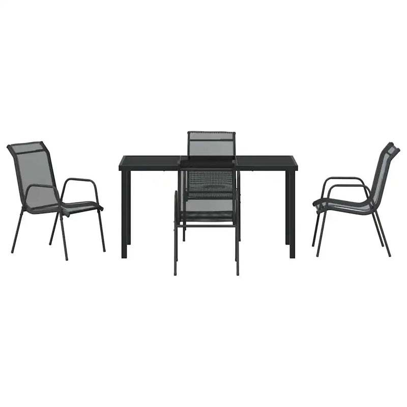 Garden Dining Set 5 pcs Black Powder-Coated Steel