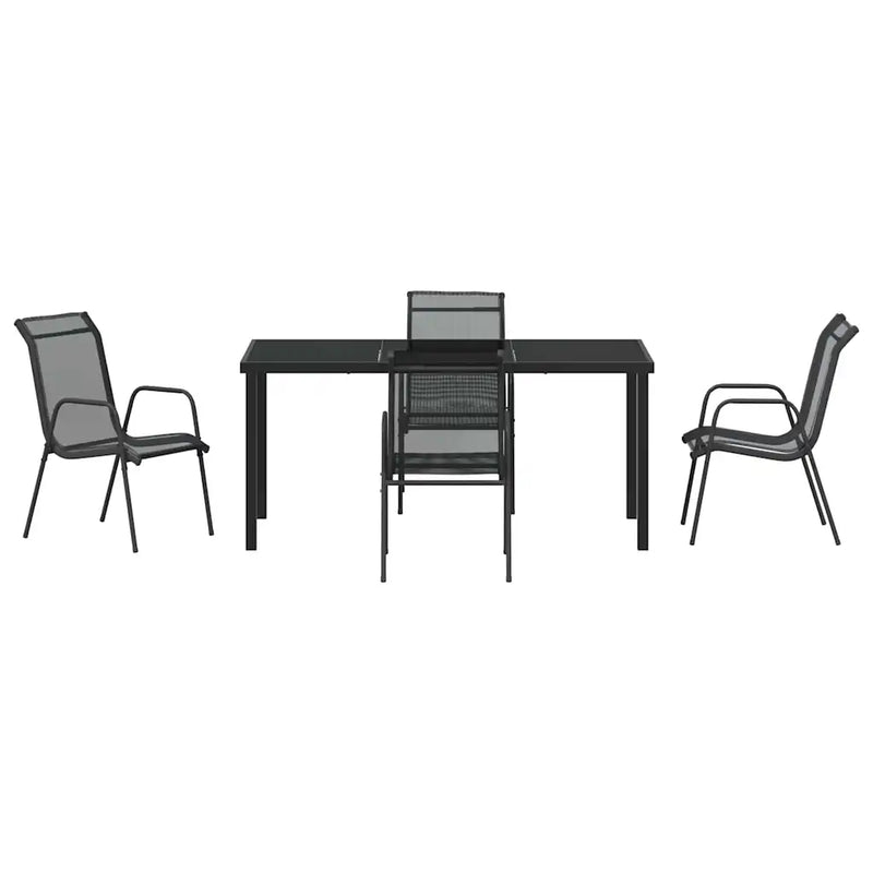 Garden Dining Set 5 pcs Black Powder-Coated Steel