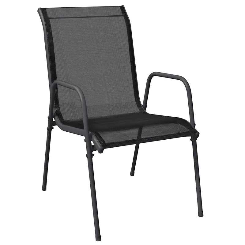 Garden Dining Set 7 pcs Black Powder-Coated Steel