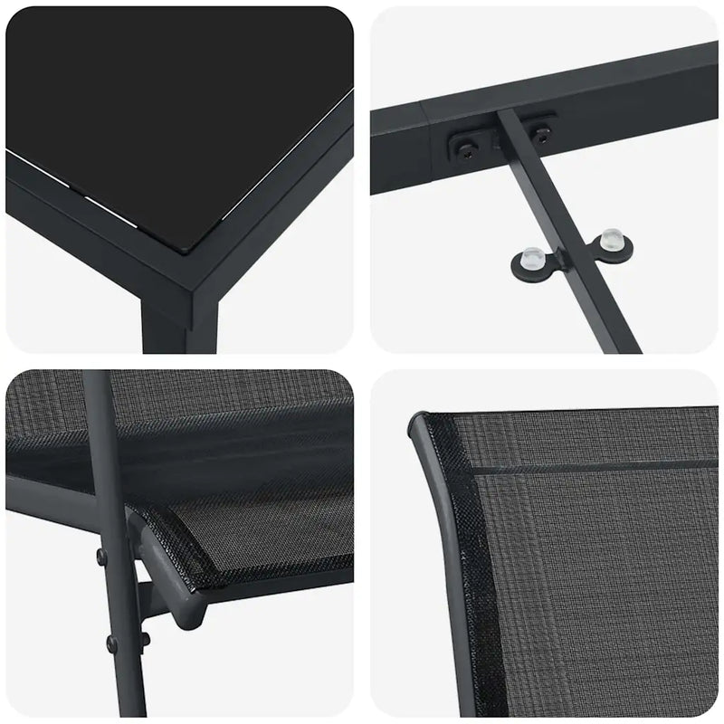 Garden Dining Set 9 pcs Black Powder-Coated Steel