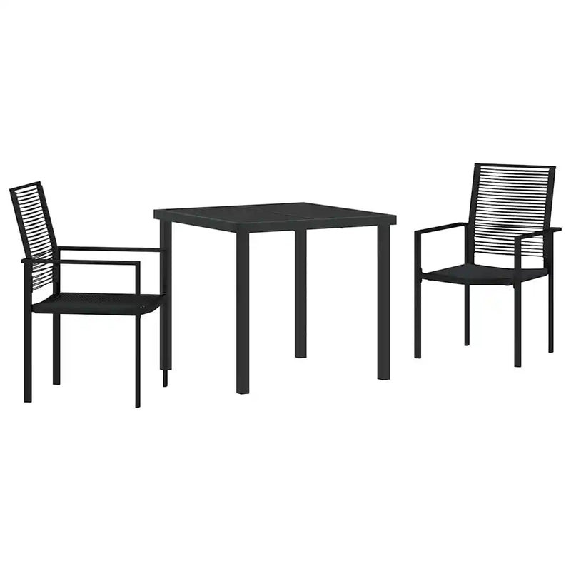 Garden Dining Set 3 pcs Black Powder-Coated Steel