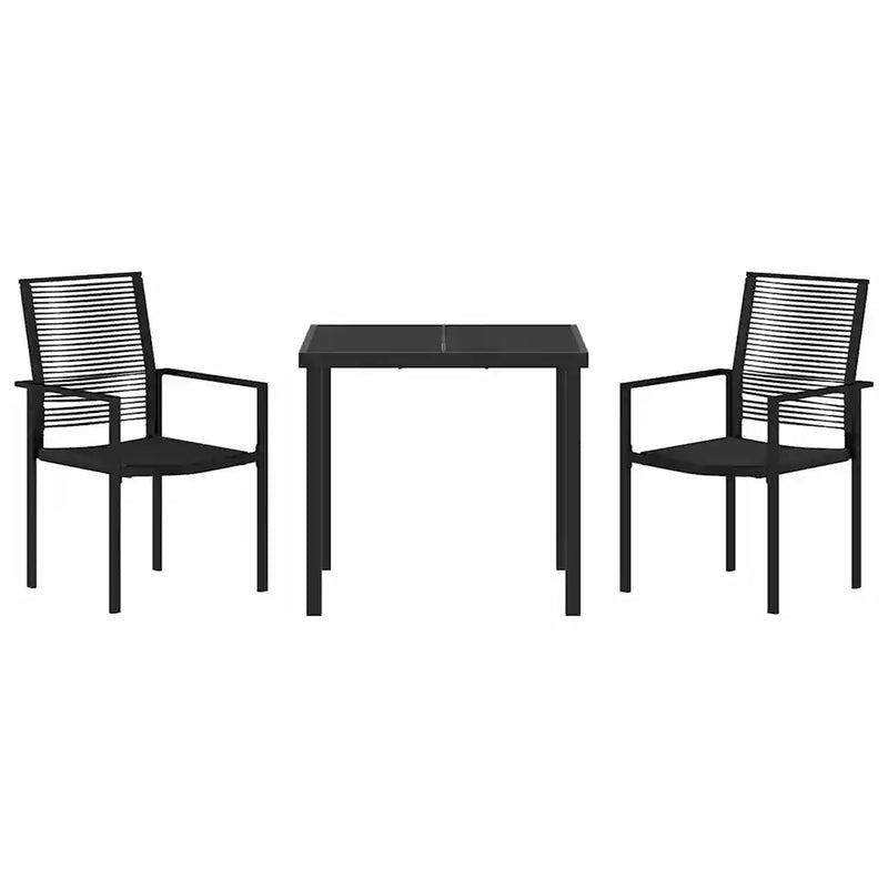 Garden Dining Set 3 pcs Black Powder-Coated Steel