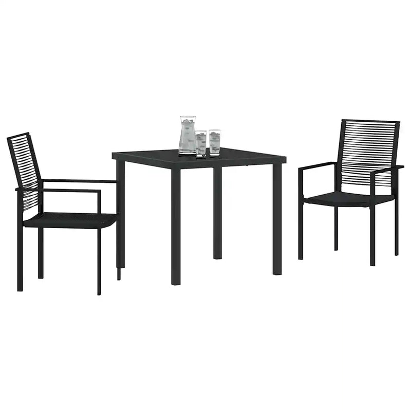 Garden Dining Set 3 pcs Black Powder-Coated Steel