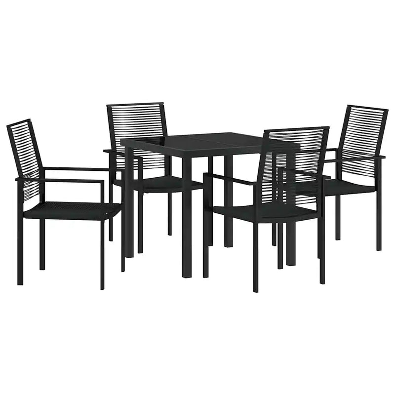 Garden Dining Set 5 pcs Black Powder-Coated Steel
